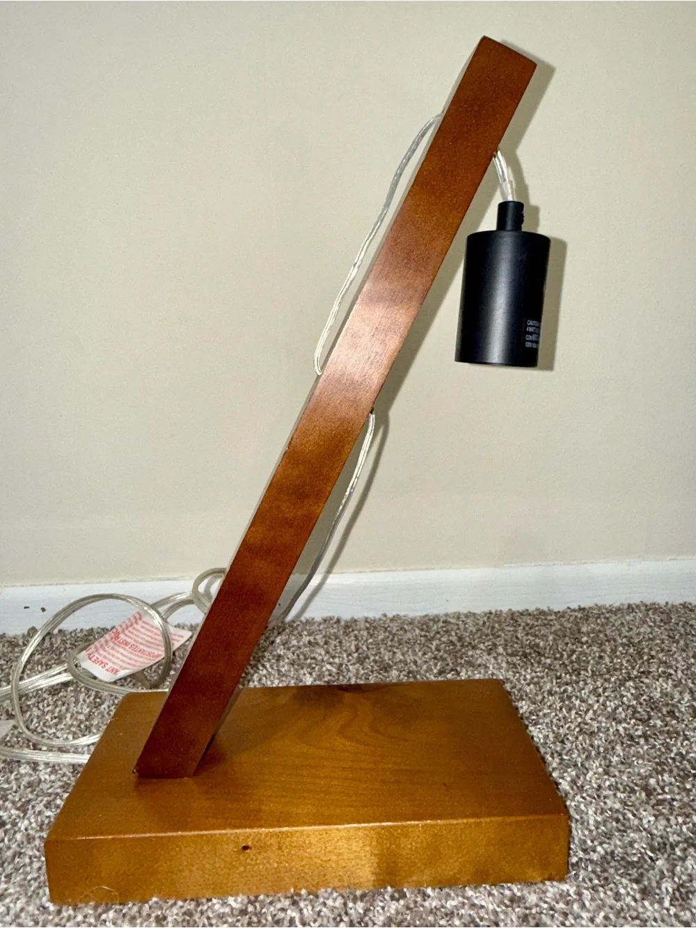 Modern wood hanging bulb table lamp